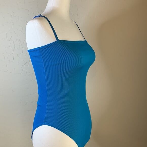 𝅺BOOHOO blue Bodysuit ribbed material adjustable straps size 8 - Picture 6 of 11